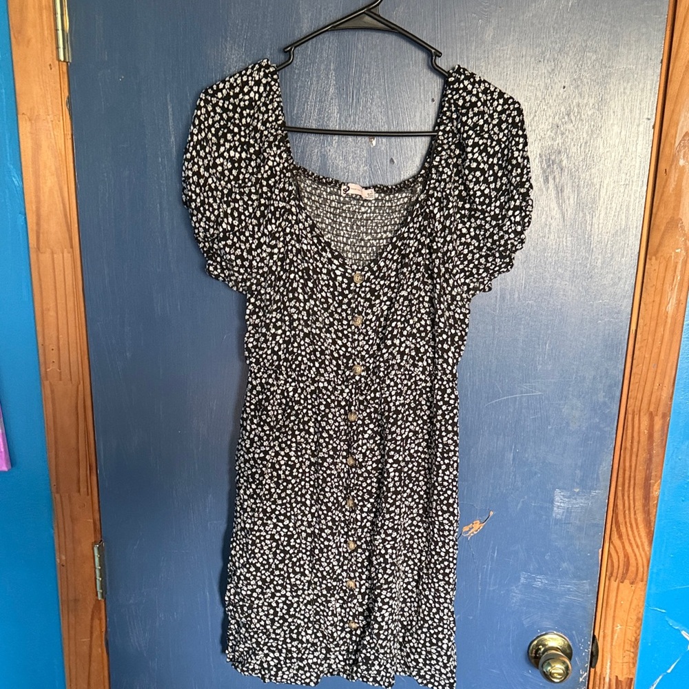 Elegant Black and White Button-Down Mini Dress